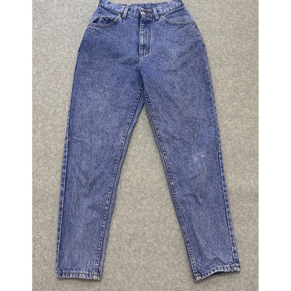 Vintage Lee Riders High Waisted Mom Jeans Acid Wash Blue Tapered Leg 24 Waist